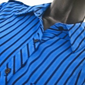 Woman's Notations Blue And Black Striped Button